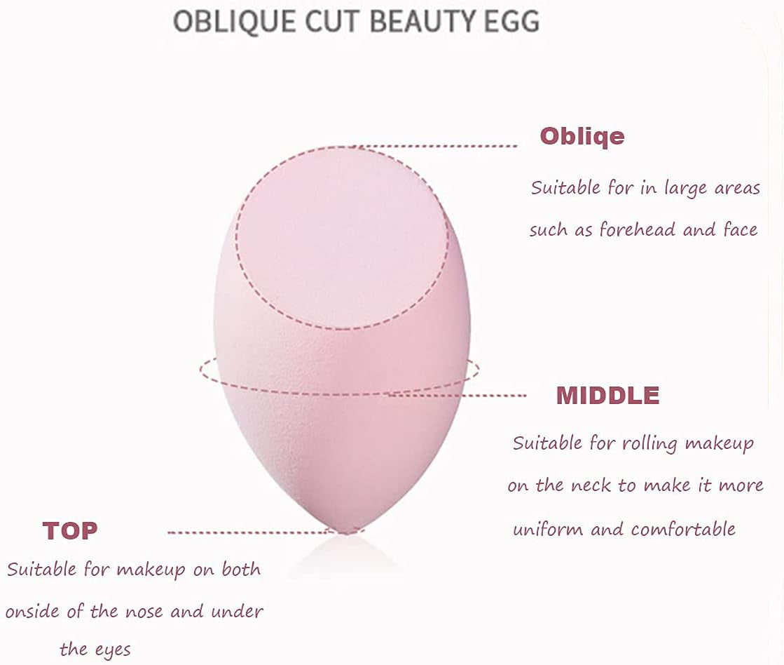 8 Pcs Makeup Sponges Blender Set - Makeup Sponges for Foundation Blender with Egg Case and 1 Holder, Flawless for Cream, Powder and Liquid (8Pcs,Pink)