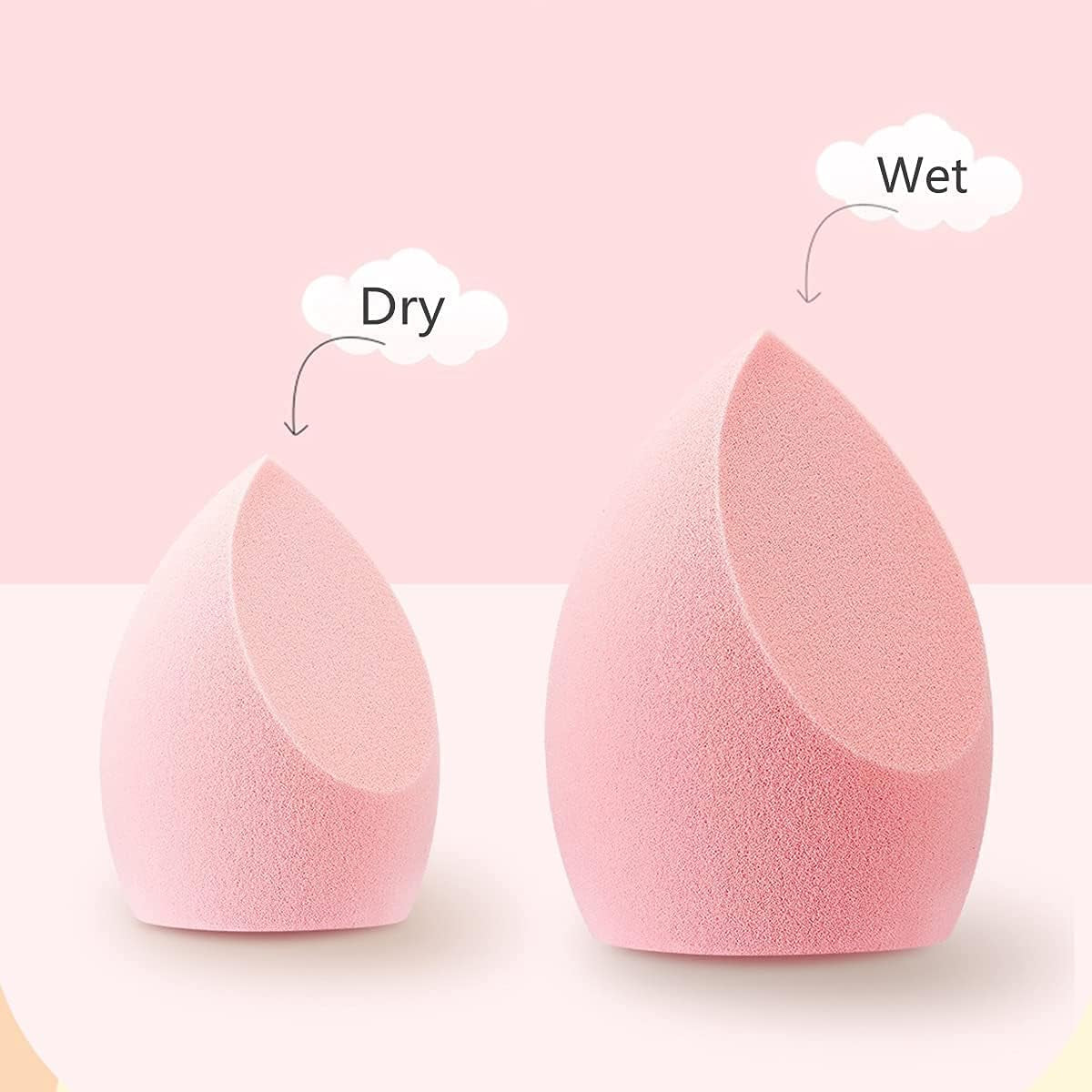8 Pcs Makeup Sponges Blender Set - Makeup Sponges for Foundation Blender with Egg Case and 1 Holder, Flawless for Cream, Powder and Liquid (8Pcs,Pink)