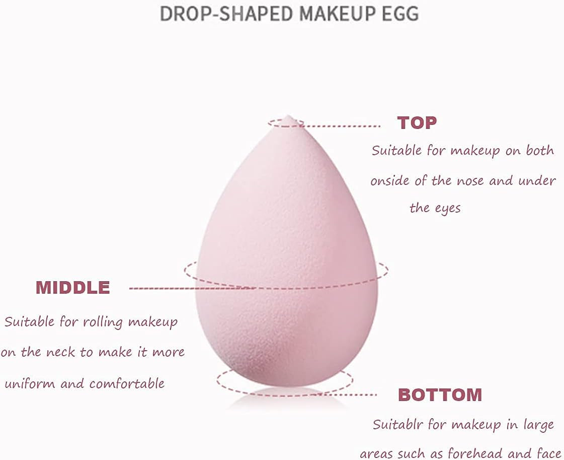 8 Pcs Makeup Sponges Blender Set - Makeup Sponges for Foundation Blender with Egg Case and 1 Holder, Flawless for Cream, Powder and Liquid (8Pcs,Pink)